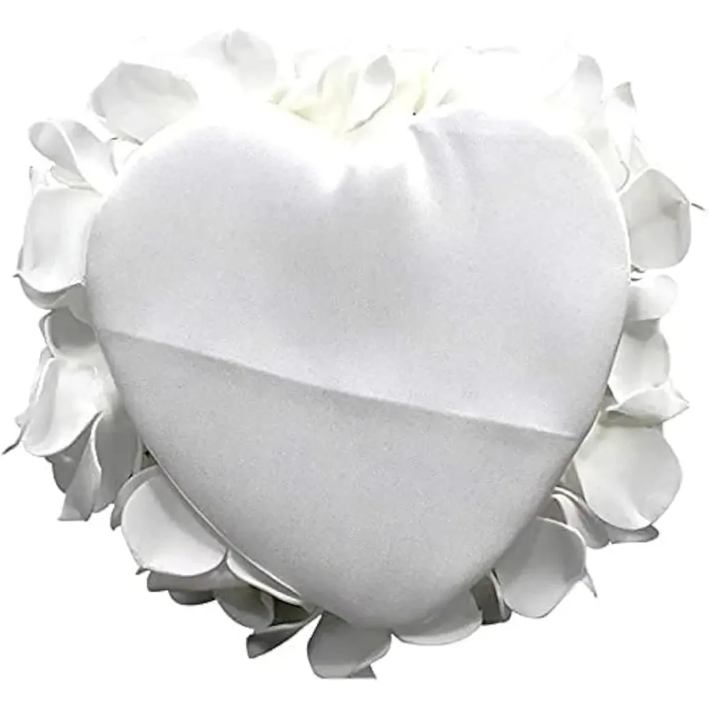 Romantische Hochzeit Elfenbein Satin Kristall Ringträger Kissen Kissen Ring Kissen Herzform für Verlobung Vorschlagen Ehe Dekor – Detail 6