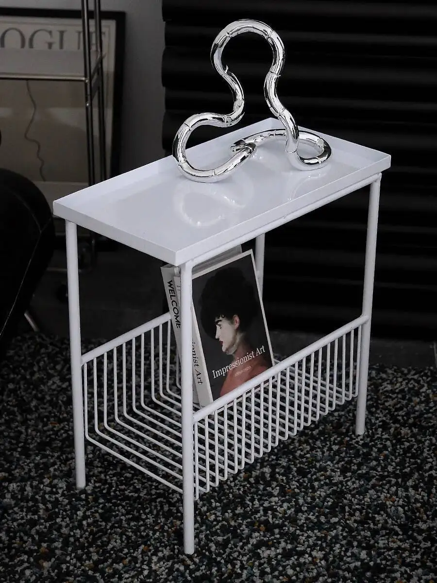 

Wrought Iron Coffee Table / Small Square Side Table / Storage Rack Corner Table / Bedroom Bed Side Table