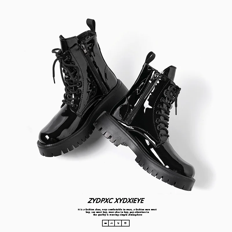 メンズハイカットブーツ 高品質 防水レザーブーツ ファッションバイクブーツ 防水ハイカットバイクレザーブーツ