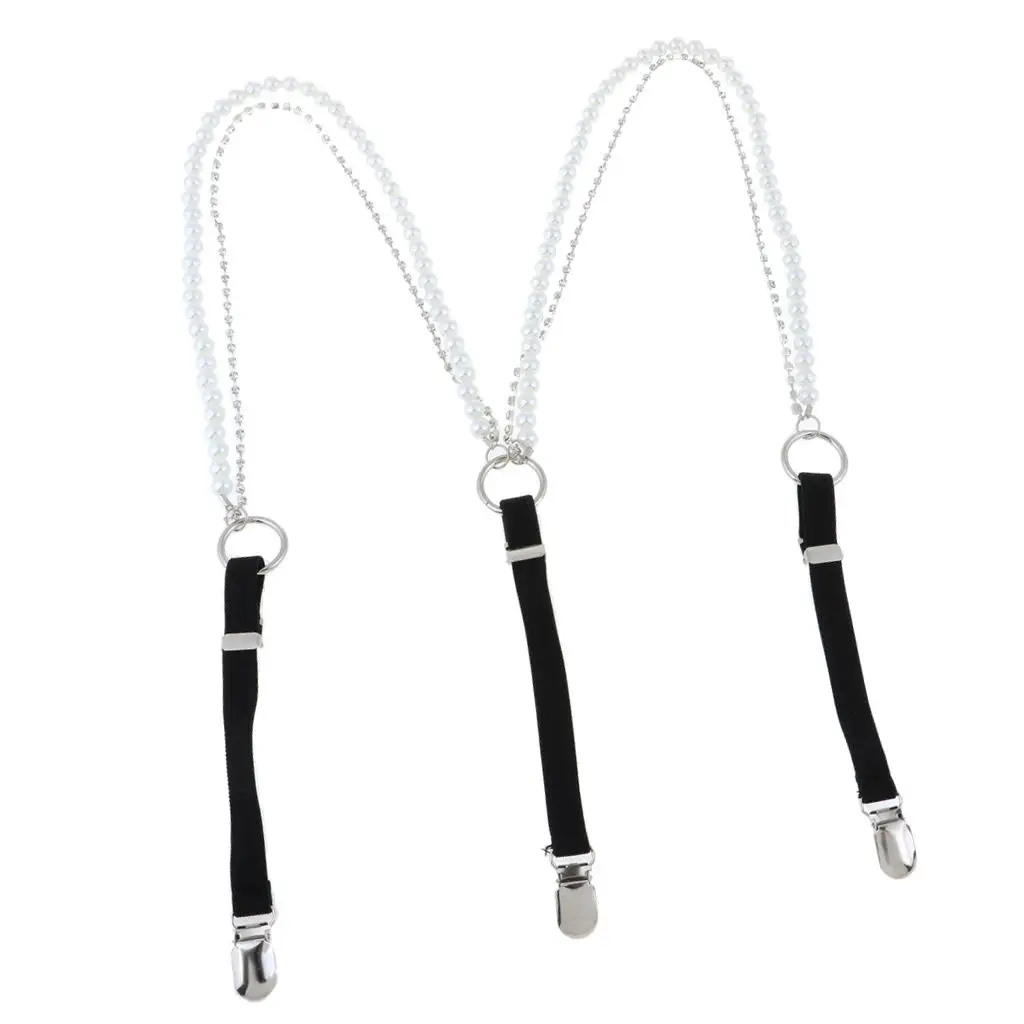 Adjustable Crystal Shirt Braces Womens Trouser Elastic Suspenders 2 Colours