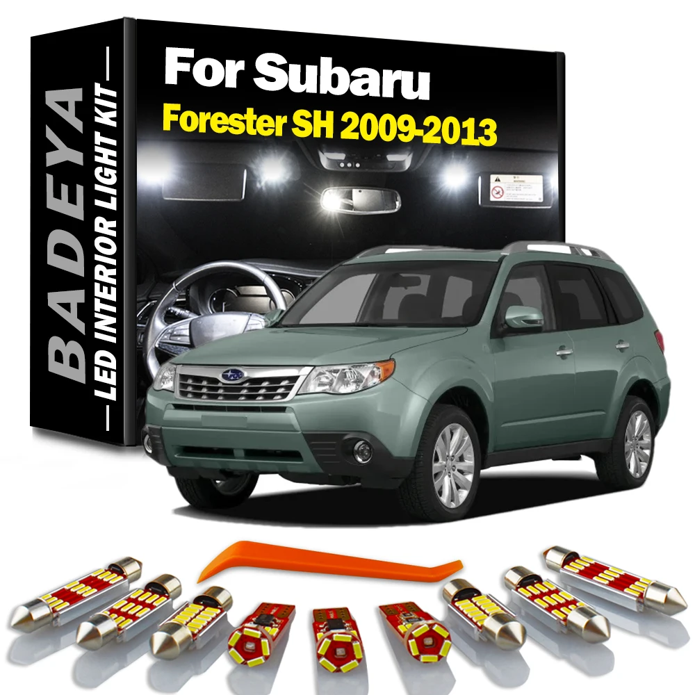 BADEYA 10Pcs LED Interior Dome Map Luggage Number Plate Light Kit For Subaru Forester SH 2009 2010 2011 2012 2013 Signal Lamp