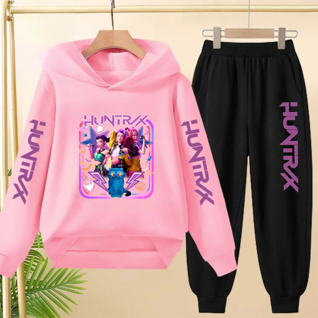 Golden Coreano Wave Girl Group Cartoon Bambini Popolare Felpa con cappuccio Felpe + Pantaloni Ragazzi Ragazze Sport Top 3-12 anni Bella ragazza Casual Set