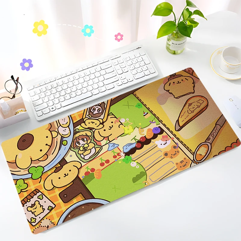 Large Gaming Customized Pom Pom Purin Mouse pad Office desk mat Game keyboard pad Desk Mats Home Decor Sanrio Cute Home Decor