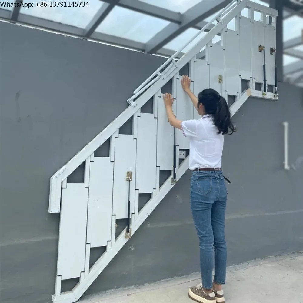 

Folding Ladder Stairs Custom Outdoor Fire Small Duplex Indoor and Outdoor Loft Second Floor Villa Loft Home Small Apartment