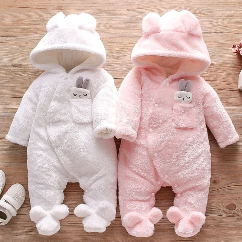 

Baby Plush Warm Thick Climbing Clothes 0-2Y - Autumn Winter Cartoon Dog Rabbit Cute Cotton Outfit