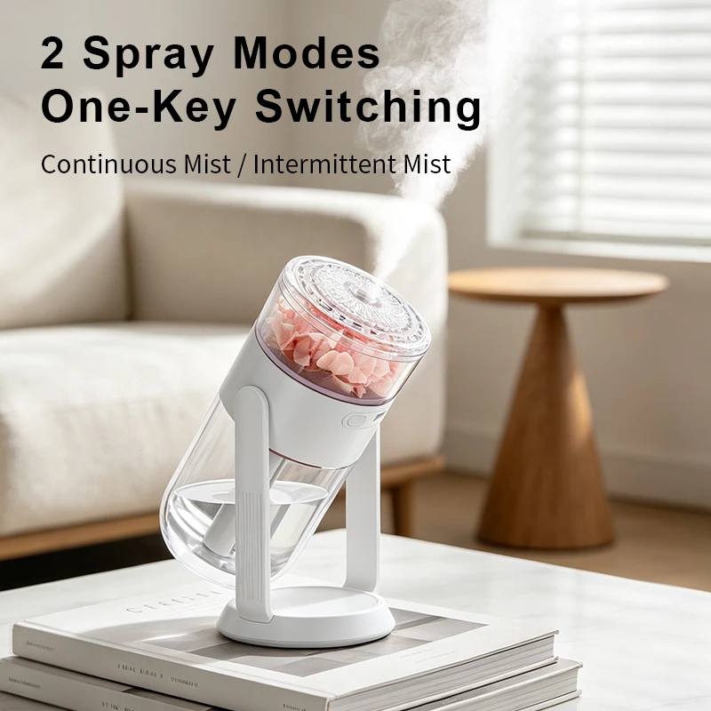 Preserved Flower Humidifier, Rotatable Stand, USB Type‑C, RGB Ambient Light, 2Spray Modes, Quiet Humidifier, Gift for Car&Home