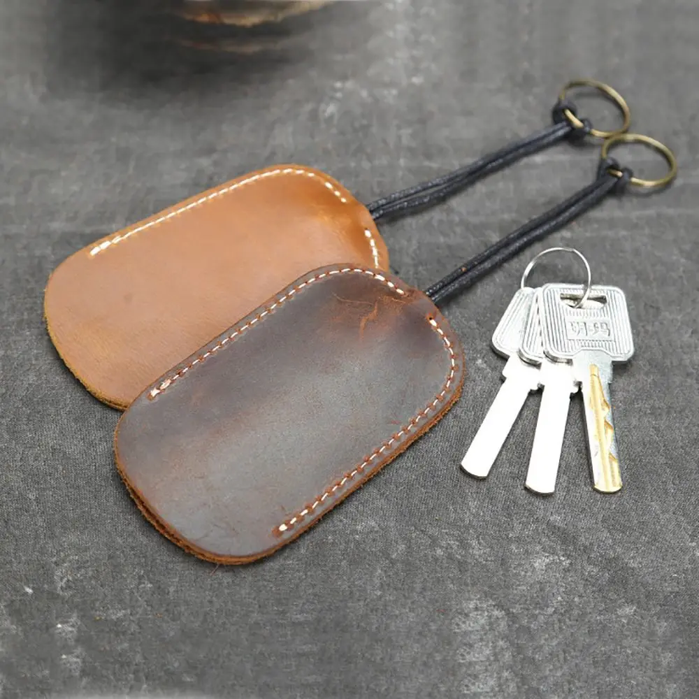 Portable Key Sleeve Retro Crazy Horse Leather Key Case Car Keychain Holder