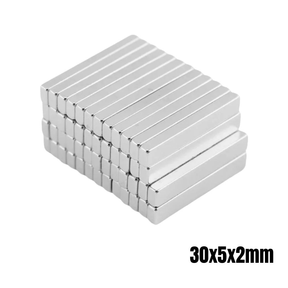 10~200pcs 30x5x2mm Thin Quadrate Permanent Neodymium Magnets 30x5x2 Block Powerful Strong Magnetic Magnets 30*5*2