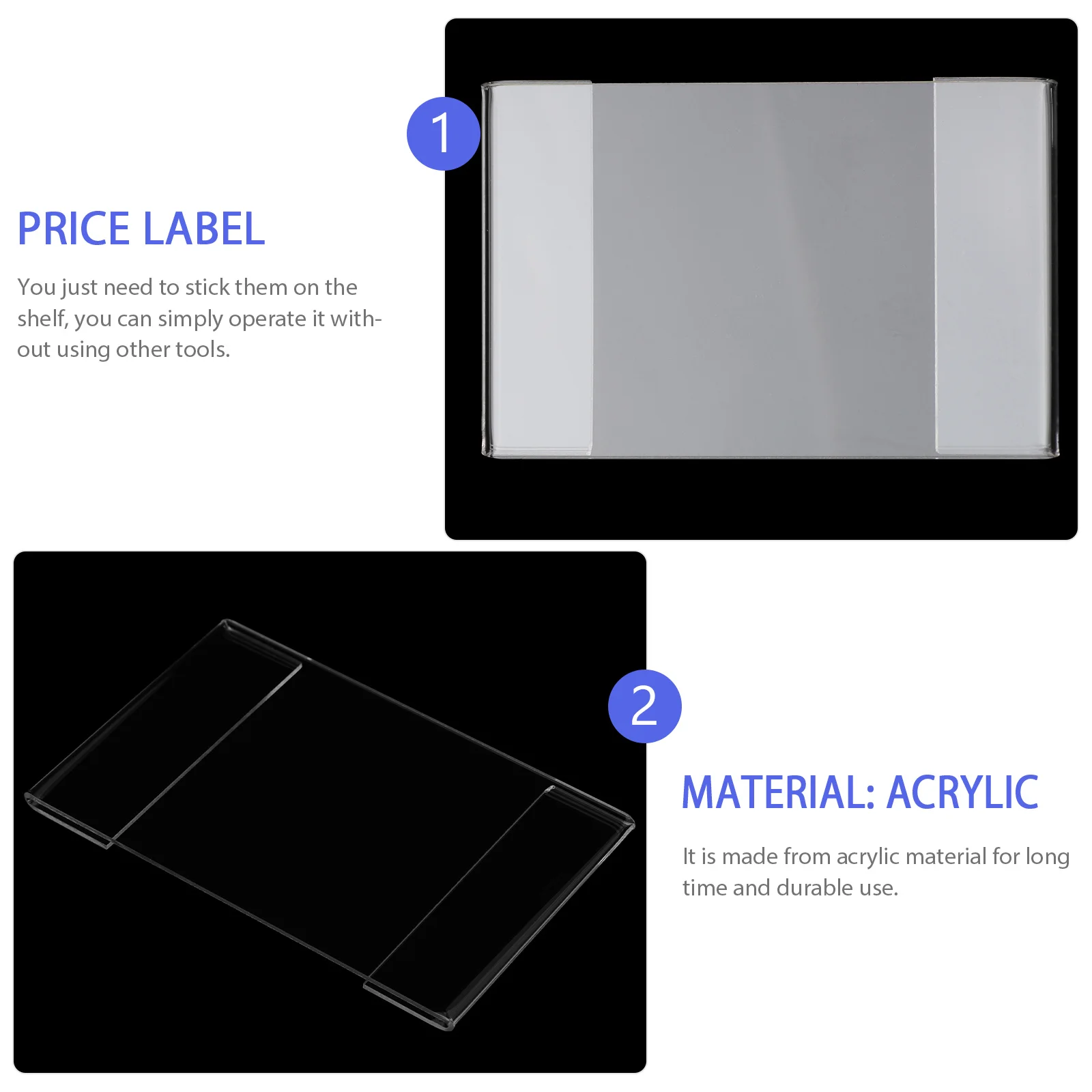 

10pcs Clear Label Holder For Price Tag Display Shelf Acrylic Transparent Display Rack Shop Accessories Organizers File Folder