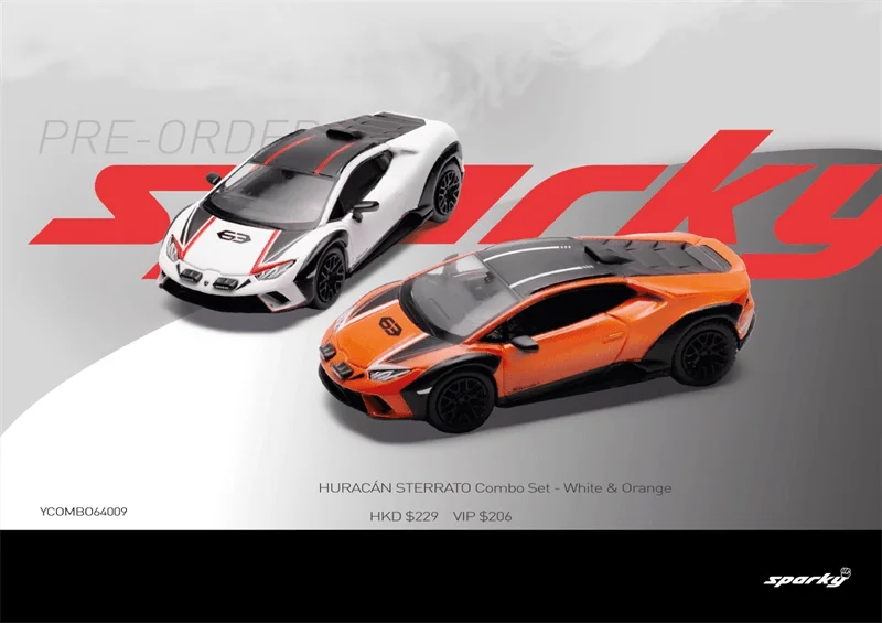 Sparky x Tiny 1:64 Huracan Sterrato 2 Car Combo Set White & Orange Diecast Model Car