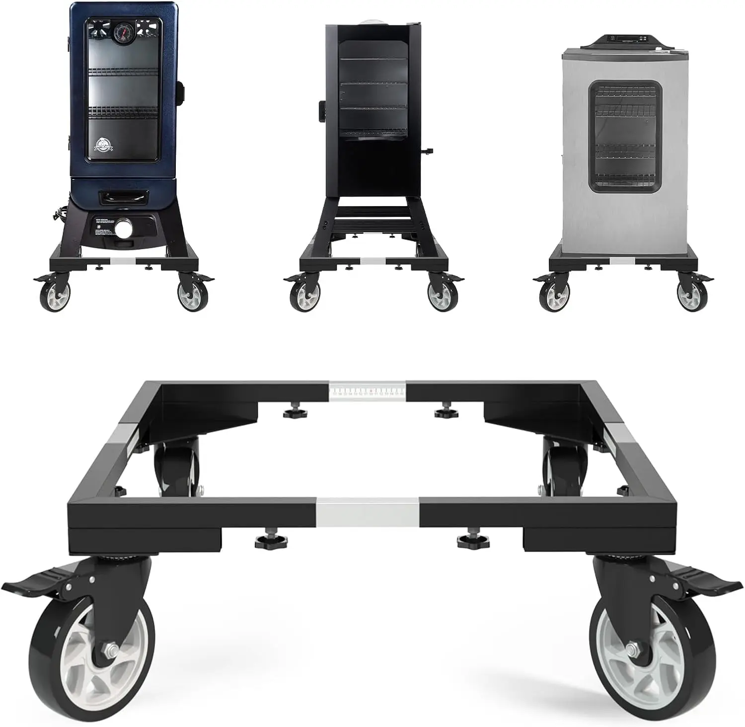 

5-inch Casters Wheels All Steel Smoker Stand for Electric and Vertical Smokers - Steel, Silver, Universal Mobile Stand