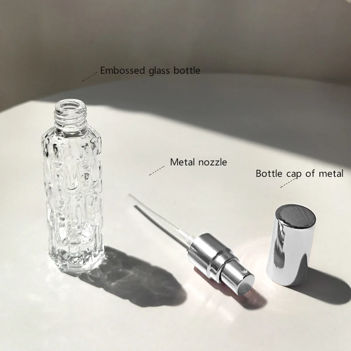 Perfume Bottle 1pc 10ml Glass Spray Bottle Aluminum Line Mist Sprayer Head Perfume Dispenser Bottle Press Empty Bottle Travel