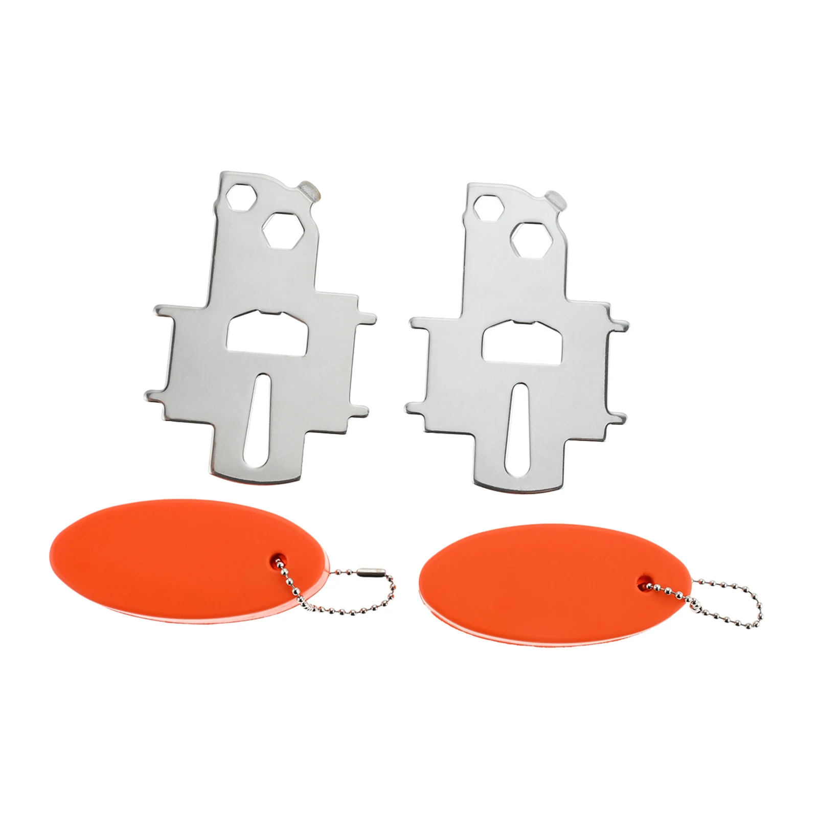 2 Set Deck Fill Plate Key Kit Stainless Steel Boat Gas Cap Key With Orange Oval Floating Keychain Fuel Water Tank Caps Keys