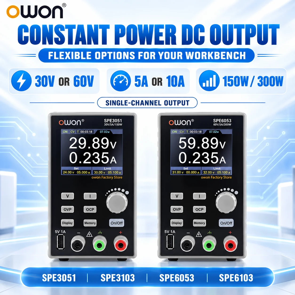 OWON SPE3051 SPE3103 SPE6053 S - Programmable Dc Power Supply 60V 5A recensie en prijs