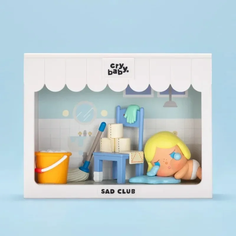 ชุดฉาก POP MART CRYBABY Sad Club Series โดย Molly ของเล่นแบบสุ่มในกล่องลึกลับ ตุ๊กตาตุ๊กตาอนิเมะน่ารัก ของตกแต่งตั้งโต๊ะ