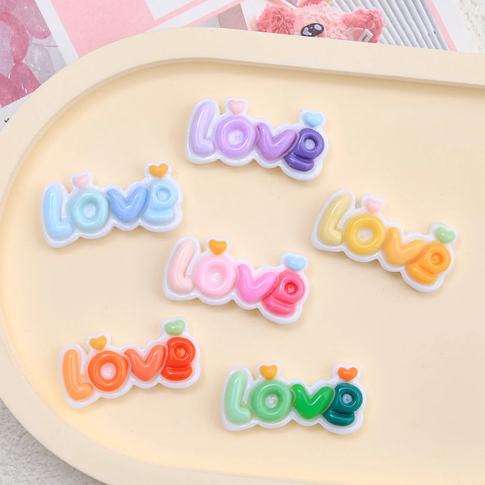 10PCS Shiny Colored Love Sign Series Resin Flatback Cabochons For Hairpin Scrapbooking DIY Jewelry Craft Decoration Accessories