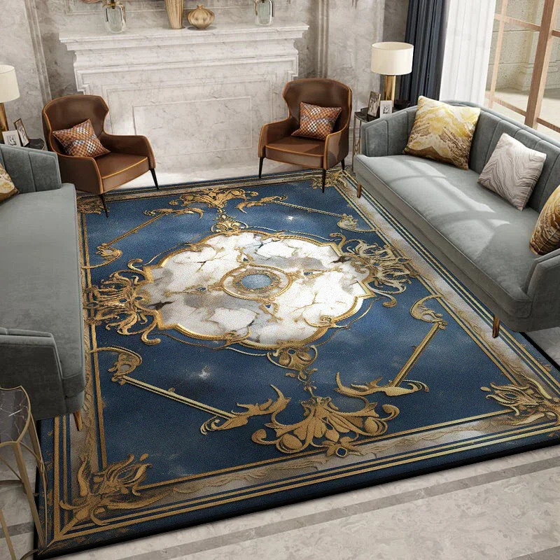 European Style Luxury Geometric Carpet Decor Home Sofa Large Living Room Rugs Non-slip Foldable Bedroom Fluffy Plush Floor Mat