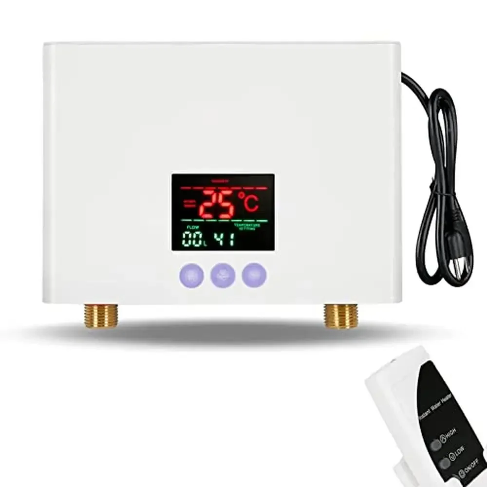 Electric Water Heater 110V 3000W Compact Instant Hot Water Kitchen Bathroom Washing Remote Control Easy Install Color Display