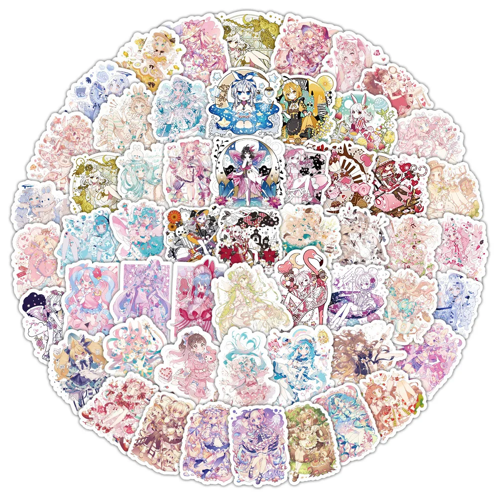 10/30/50pcs Kawaii Aesthetic Girl Anime Stickers Cartoon Decals Laptop Scrapbook Phone Suitcase Fridge Diary Decoration Sticker