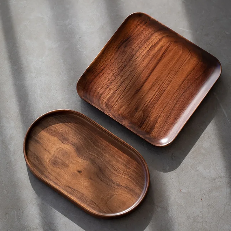 

Kitchen Tea Tray Serving Wood Plates For Food Accessories Plate Tea Tray Chinese Afeteria Kitchen Dessert Bandejas Home Products