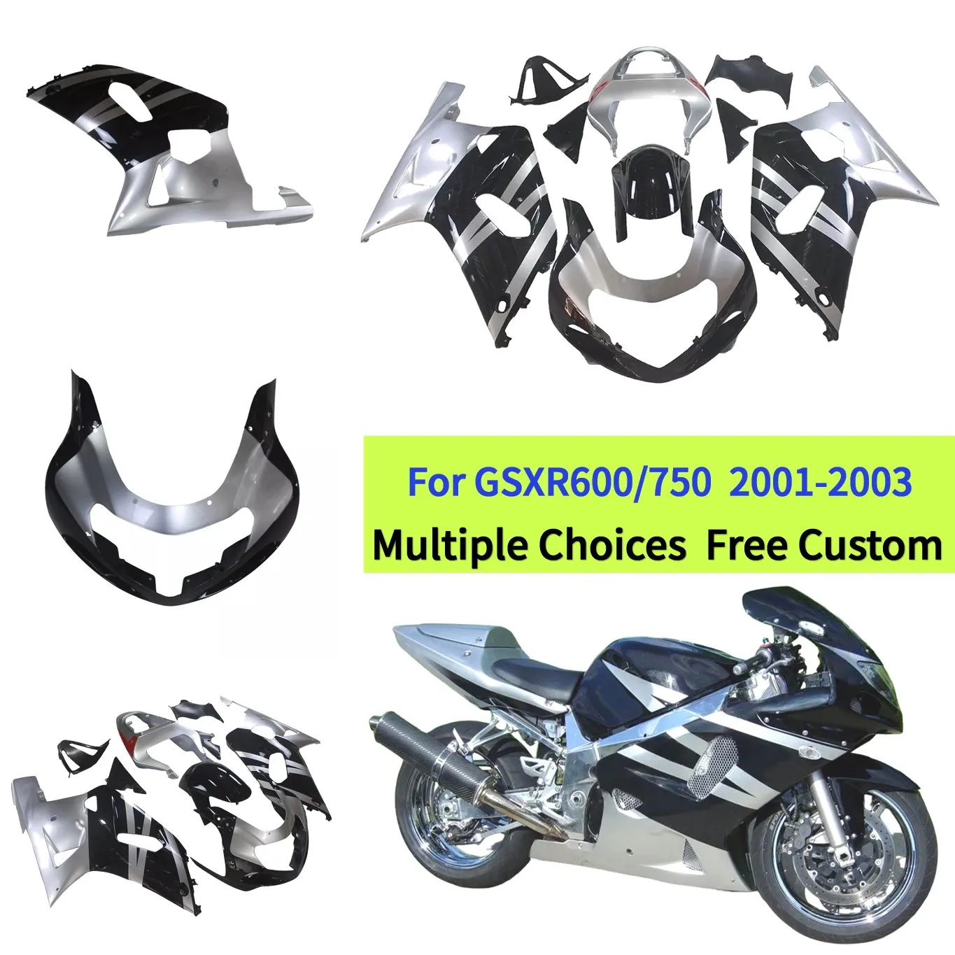 

Aftermarket Fairing Kit for SUZUKI 2003 2002 2001 GSXR 600 GSXR 750 2000 GSXR600 GSXR750 Custom Injection Full Body Panels Cover
