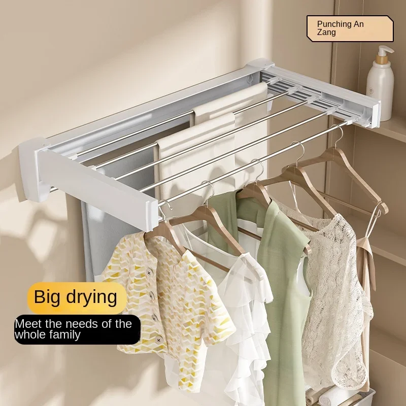 Invisible Towel Rack for Bathroom and Balcony - Foldable, Wall-Mounted, Retractable Drying Rack for Indoor Use