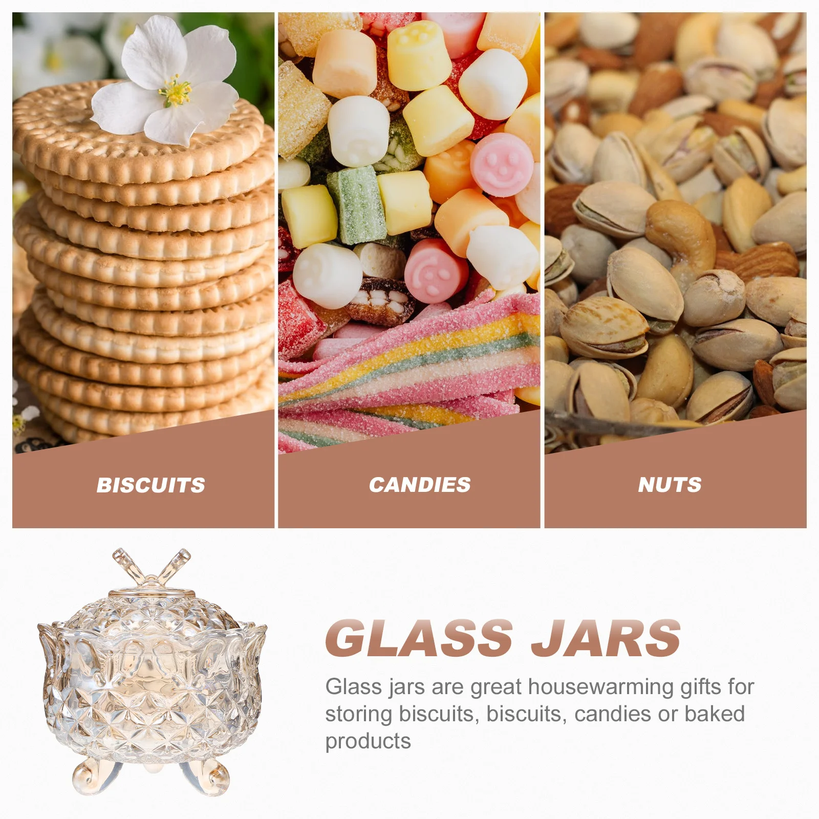 

1Pcs 280Ml Glass Candy Jar Butterfly Pattern Decorative Storage Container for Chocolate Cookies Jewelry Dessert Home Kitchen