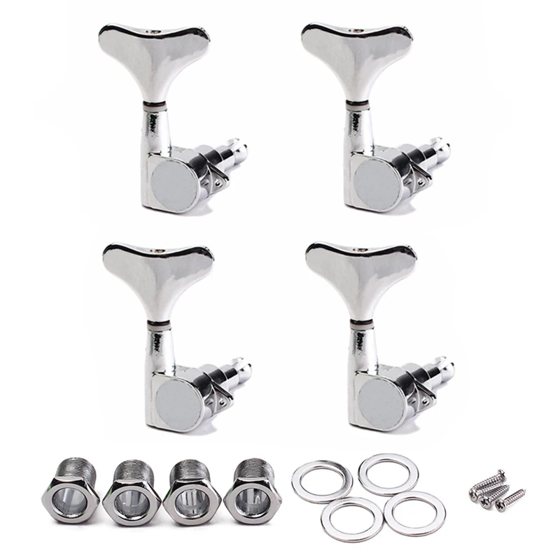 4R Electric Bass Guitar Tuners Machine Heads Bass Guitar Tuning Pegs Tuning Keys Buttons Chrome Guitar Parts