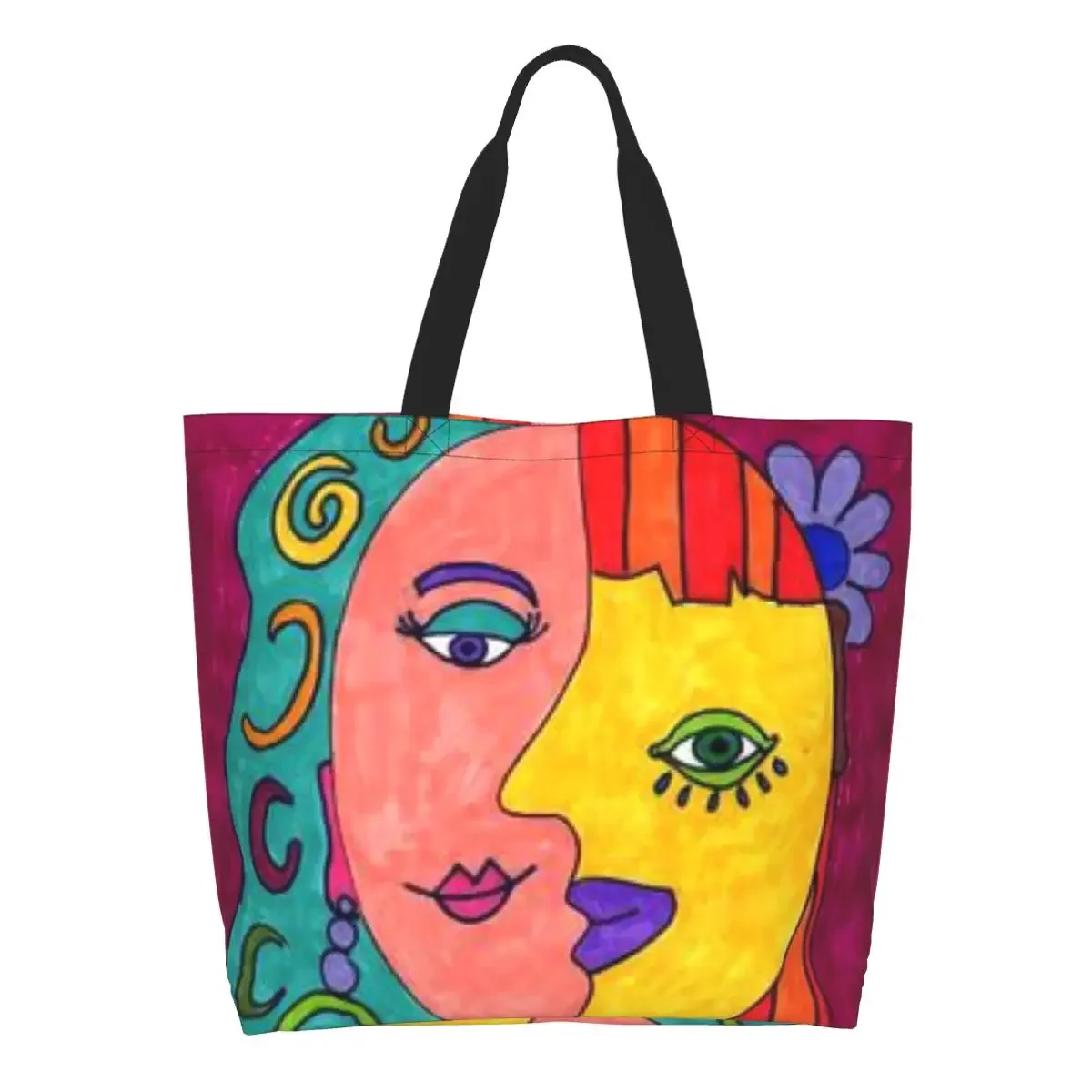 Fashion Pablo Picasso Art Shopping Tote Bag Reusable Groceries Canvas Shoulder Shopper Bag