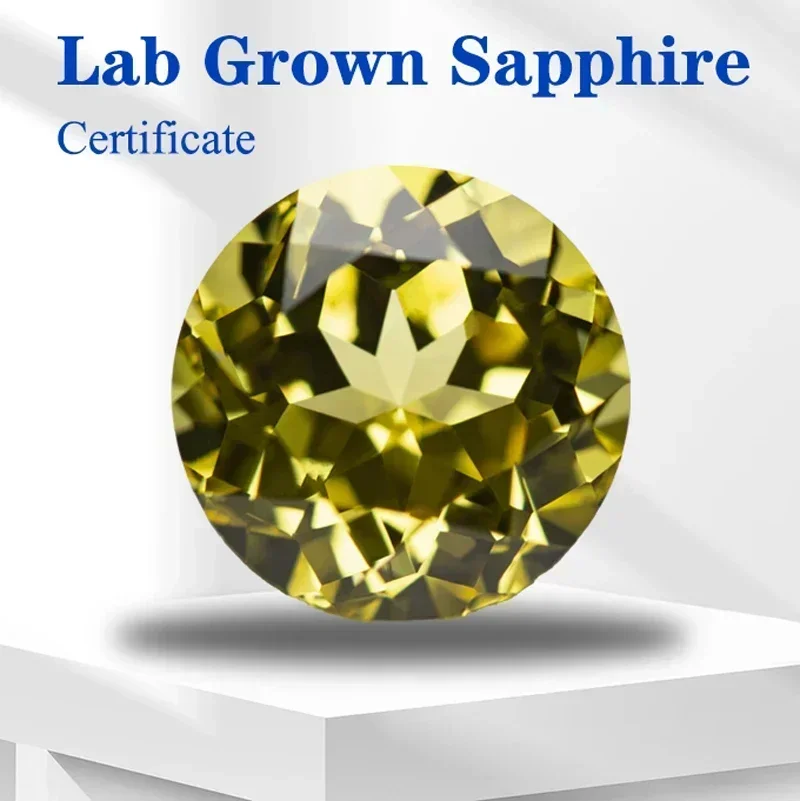 Lab Grown Sapphire Circular Canary Yellow VVS1 Perfect Charms Beads Diy for Jewelry Making Materials Selectable AGL Certificate