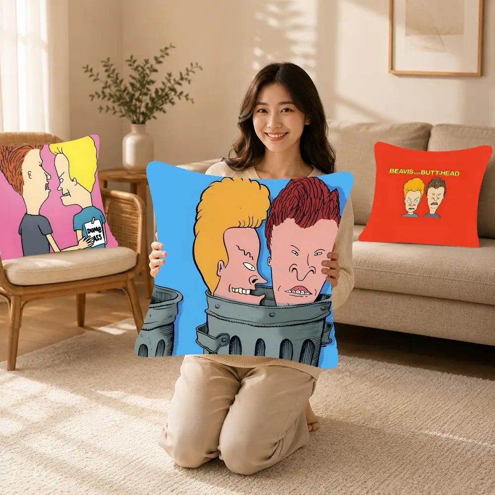 Silly Animation B-Beavis and Butt-Head Cushion Cover Bedroom bed reading backrest cushion Festive plush holiday Soft plush throw