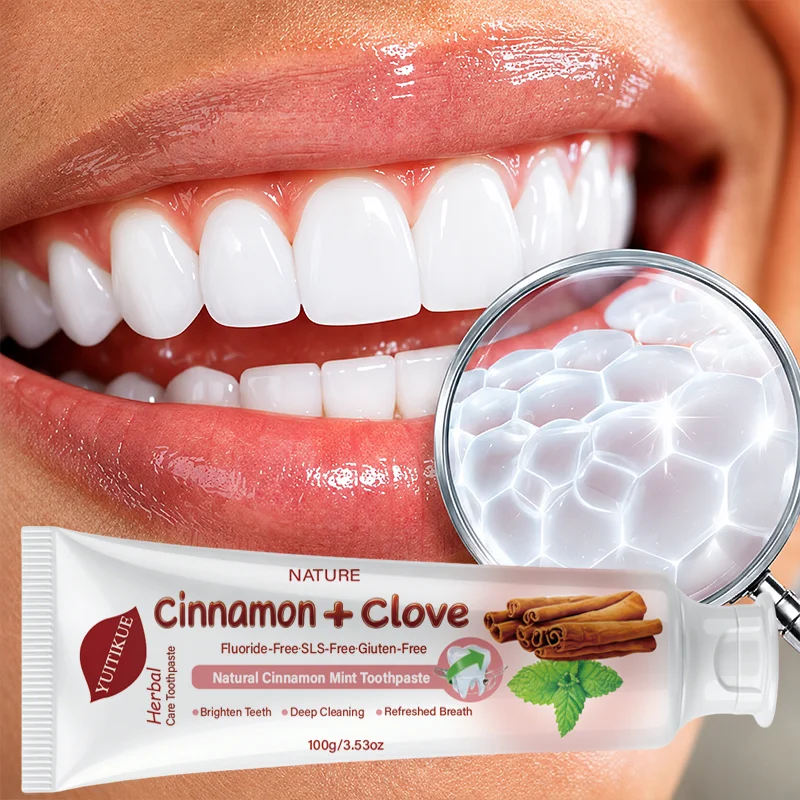 Cinnamon & Clove Herbal Toothpaste 100g Fluoride‑Free Gentle Clean Bright Teeth Mint Fresh Breath Sensitive Teeth Oral Care