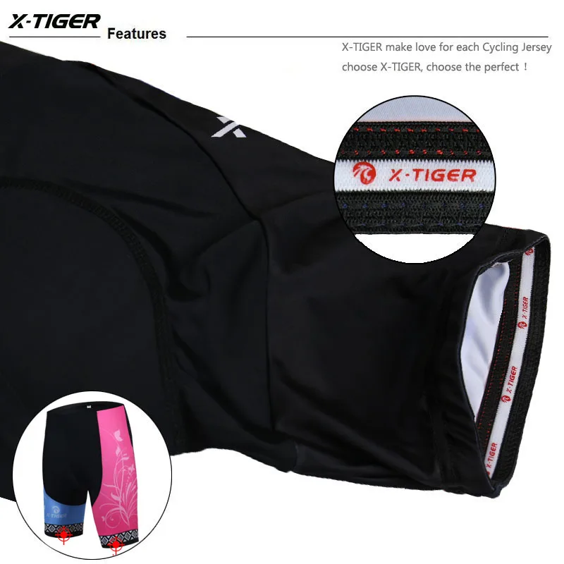 X-TIGER Women Cycling Shorts 5D Gel Padded Shockproof MTB Mountian Bike Shorts Road Racing Bike Shorts Summer Bicycle Clothing