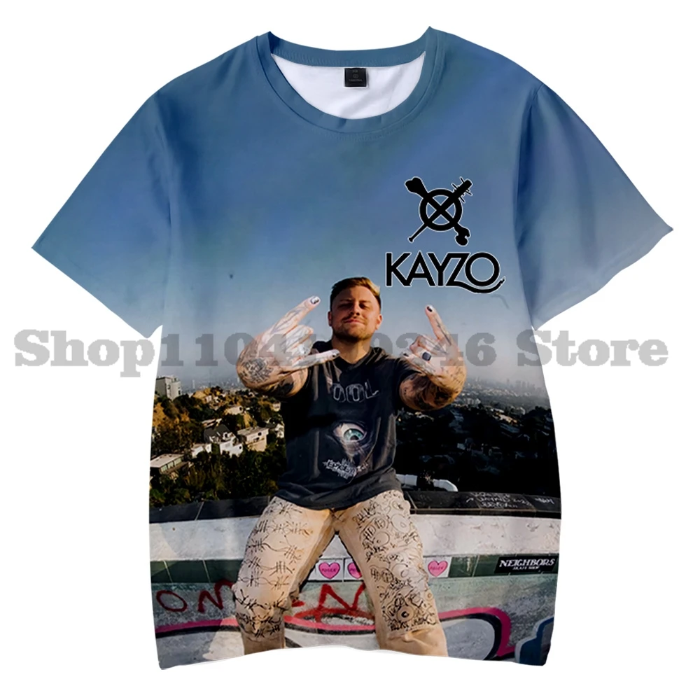 Kayzo Merch EDM تي شيرت Crewneck كم قصير ثلاثية الأبعاد طباعة الصيف الرجال/النساء Harajuku الشارع الشهير التي شيرت Style2