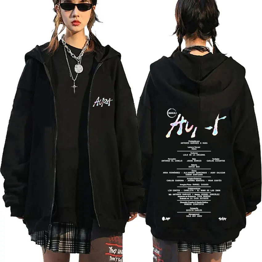 

Rapper Maka Aura Music Album 2025 Zipper Hoodie Men Hip Hop Fashion Pop Music Zip Up Jacket Male Fleece Cotton Zip Up Sweatshirt