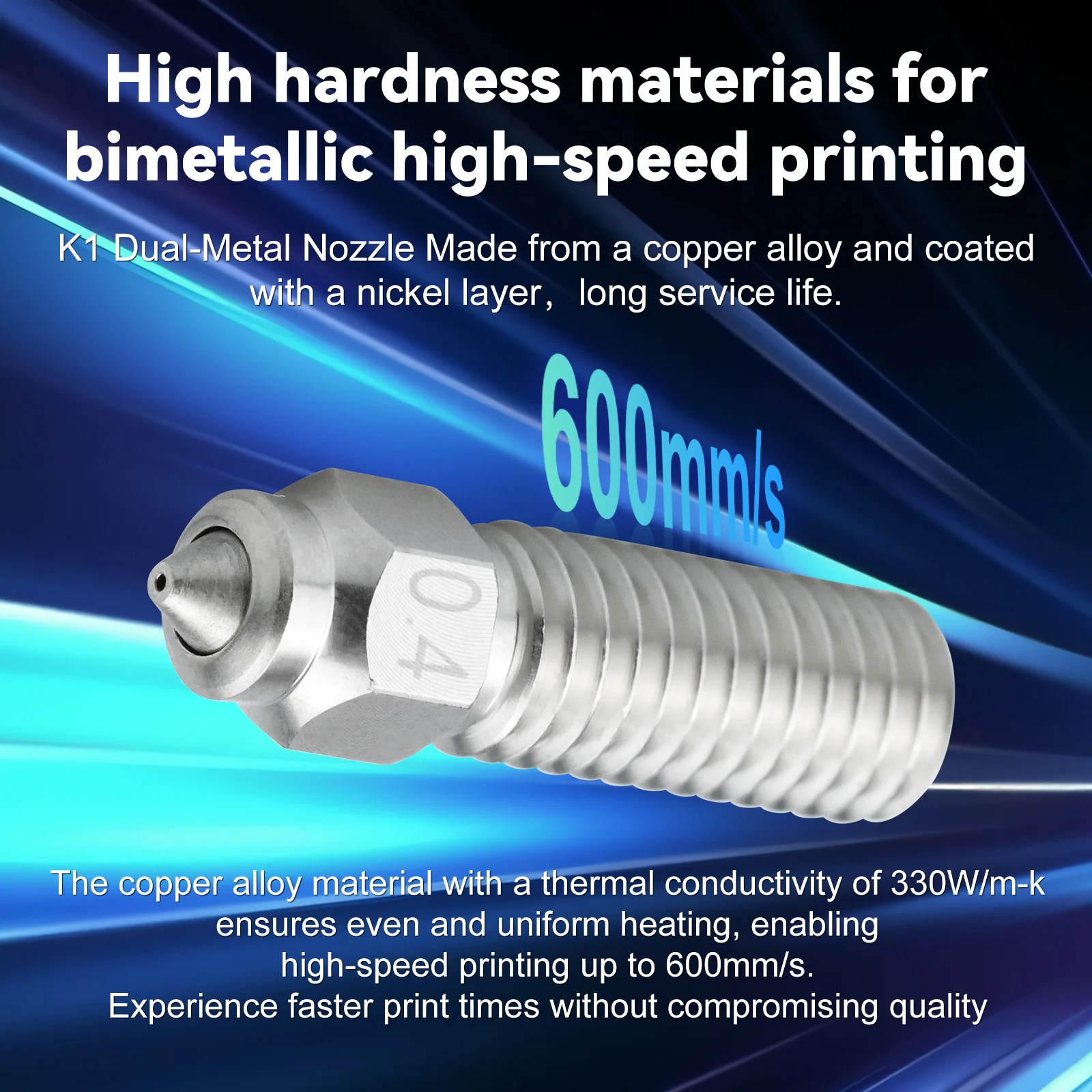 

Haldis 3D ZS K1 NOZZLE for CREALITY K1 K1 MAX Nozzle Hardened Steel PLATED COPPER High Temperature Wear Resistant 3D Printer