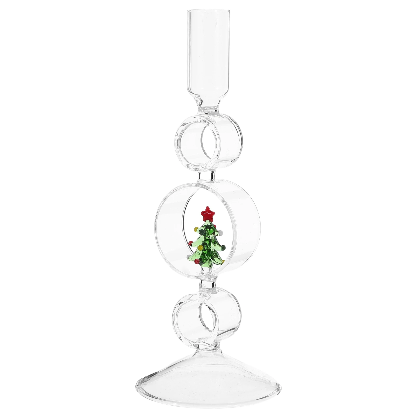 

Christmas Glass Candelabra Candlesticks 8.45x3.34x0.98in Clear Taper Holder for Holiday Dining Table Decor Centerpiece Christmas