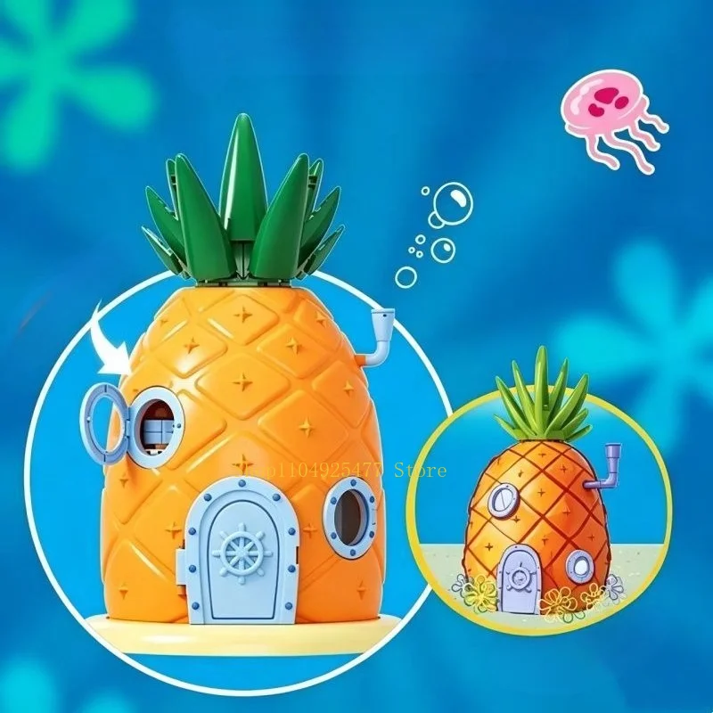 AREAX Building Blocks SpongeBob SquarePants Pineapple House Modular Building Sets Set with Light Desktop Toy Collection Gift