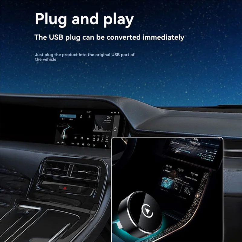 B92B-USB Dongle 2In1 Wireless Carplay Adapter For Android Auto Smart Carplay AI Box Plug And Play Wired To Wireless