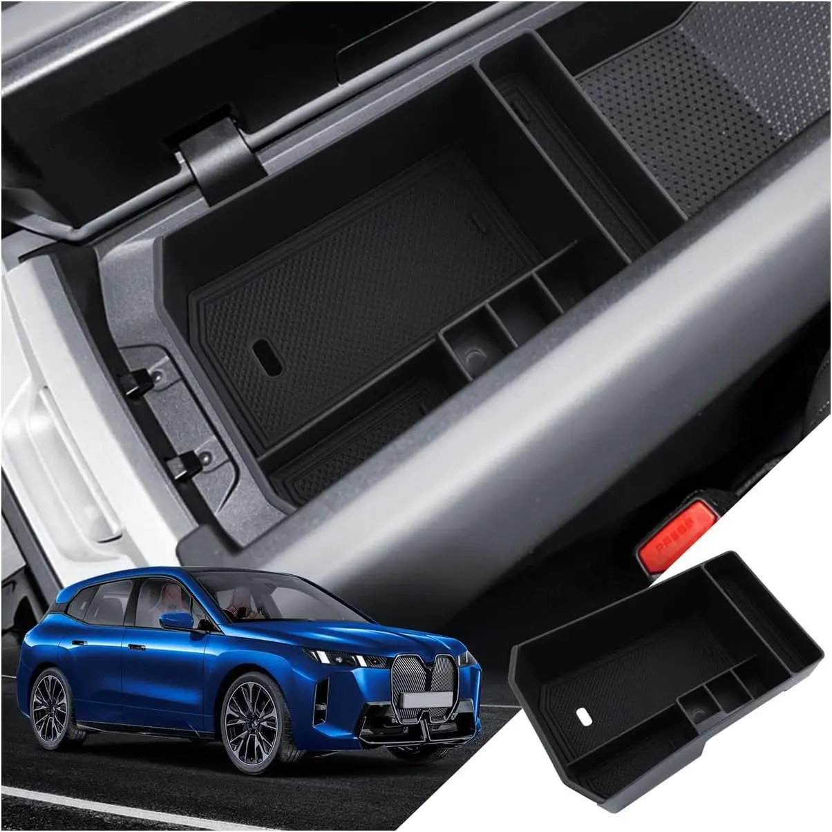 

Органайзер-лоток для центральной консоли автомобиля, напольный ящик для хранения для BMW IX 2022-2026 I20 XDrive, аксессуары для центрального подлокотника