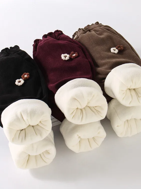 Pantalon en coton Thiened Fce pour enfants, hiver, nouveau, style coréen, superposé, isolé, décontracté, long, polyvalent...