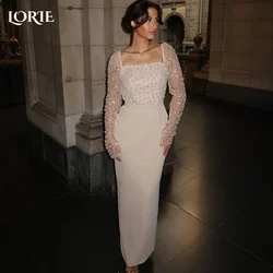 LORIE Vintage Muslim Wedding Dress Mermiad Square Neck Shiny Long Sleeve Bridal Gown Princess Shiny  Bride Gown Customized