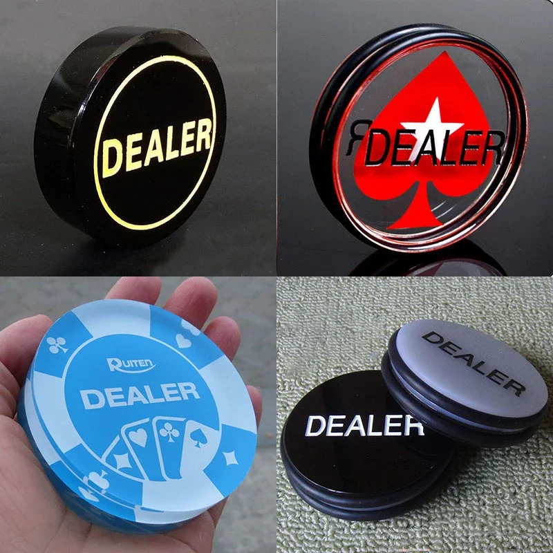 Texas Hold'em Baccarat Poker Chip Acrylic Round Crystal Card Pressing Kit DEALER Gaming Table Casino Entertainment Accessories