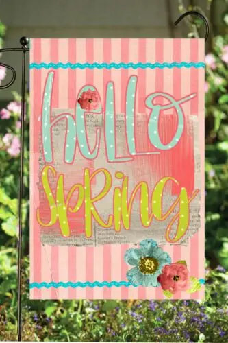 

Двусторонний Садовый флаг Hello Spring ~ 12x18