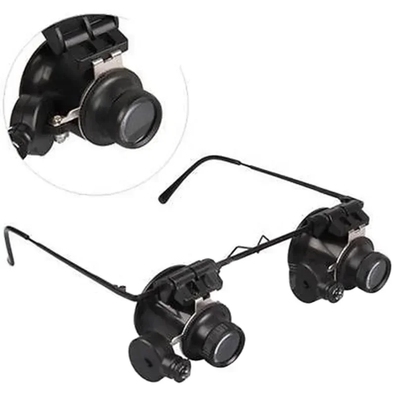 Type LED Jeweler Magnifier With Glasses Inspect Professional Watch Two Repair Tool Double Magnifier Eye Adjustable Lights