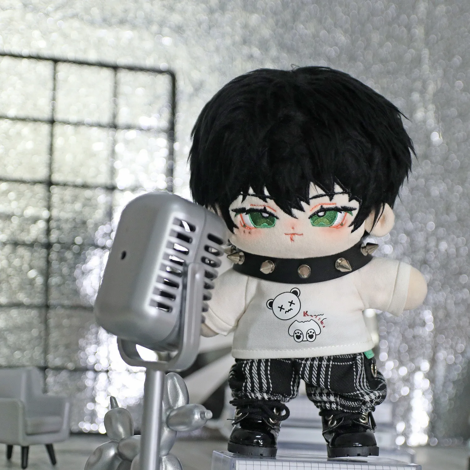 10 cm 15 cm 20 cm 30 cm Puppe Kleidung Schwarz Grau Leder Kleidung Anzug Gefüllte Plüsch Puppe Kleidung Zubehör anime FigureToy