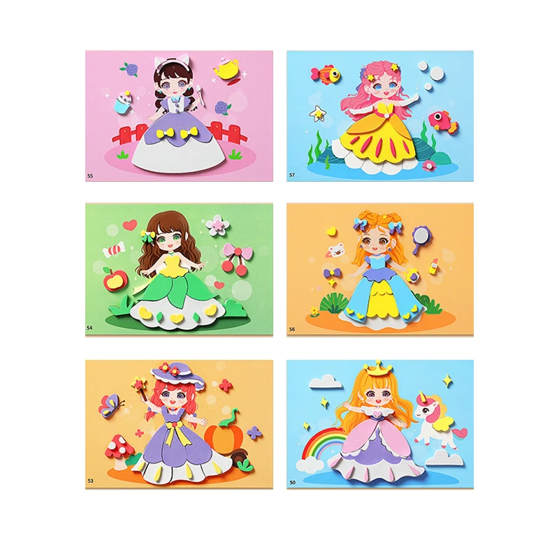 Kit artigianale fai-da-te puzzle adesivo 3D per bambini - Giocattoli educativi per l'addestramento cognitivo precoce per bambini dai 2 ai 6 anni