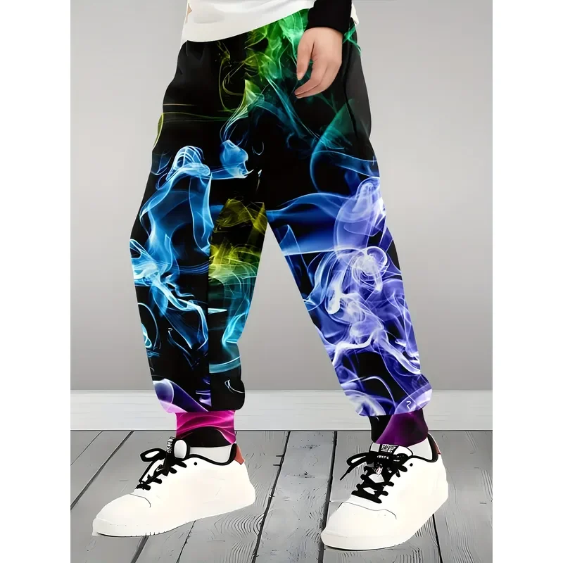 2026 Fashion 3D Printed Boys Trousers Colorful Visual Effects Pattern Kids Casual Pants Sports Sweatpants Handsome Children