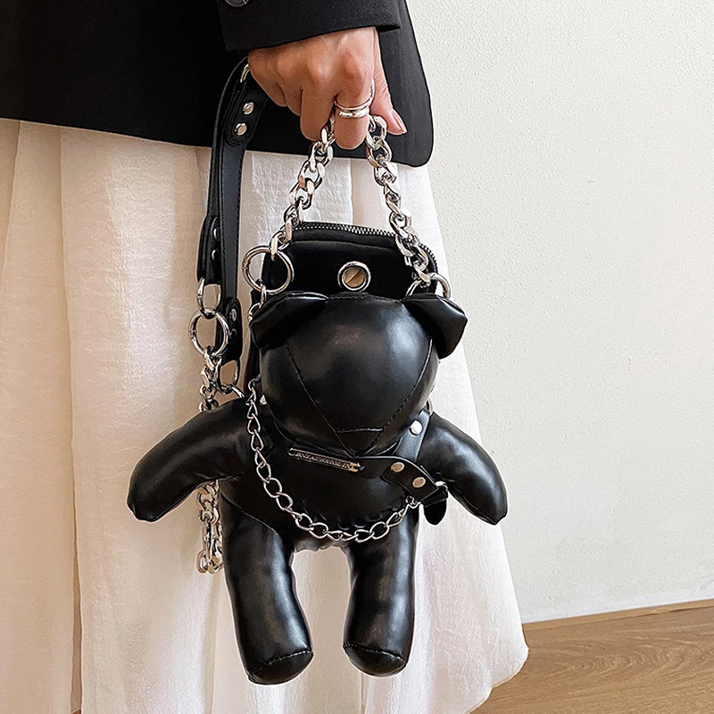 

Doll Shoulder Bag Fashion Cute Funny Little Bear Chain Crossbody Bags Nordic Personalized Niche Design Phone Bag High Quality
