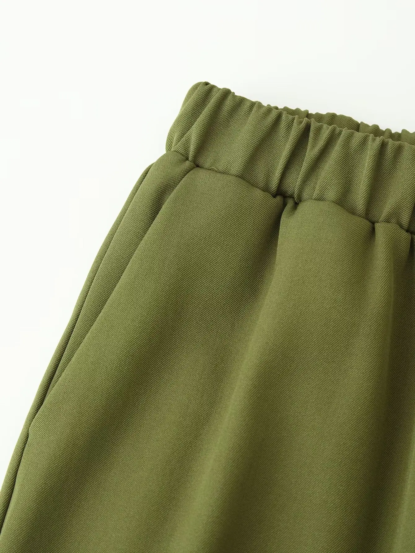 Suninheart Olive Green Asymmetric Blazer & Pants Set – Women's Ruched Waist Suit Two Piece Office Lady Autumn Fashion